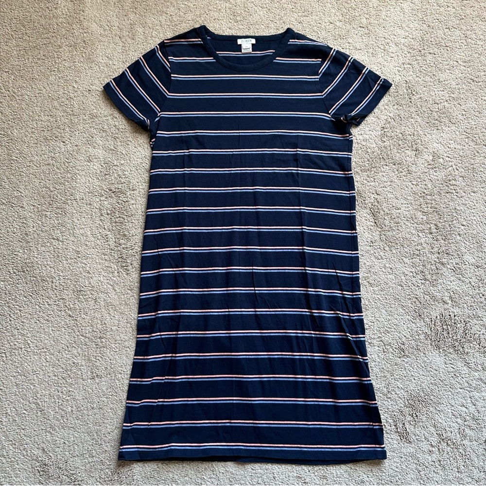 J. Crew Striped T-Shirt Dress in Navy size XS
